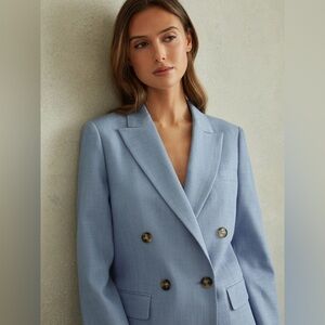 REISS petite Sky Blue Double-Breasted Blazer